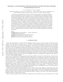 Arxiv:1411.4673V1 [Hep-Ph] 17 Nov 2014 E Unn Coupling Running QED Scru S Considerable and Challenge