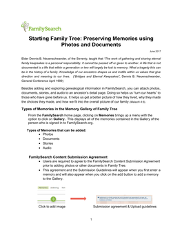 Starting Family Tree: Preserving Memories Using Photos and Documents