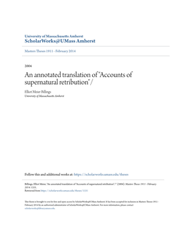 An Annotated Translation of "Accounts of Supernatural Retribution"/ Elliot Meier Billings University of Massachusetts Amherst