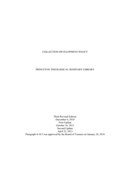 Collection Development Policy Document