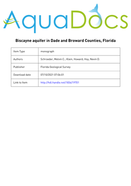 Biscayne Aquifer of Dade and Broward Counties, Florida