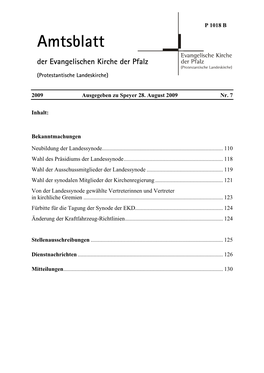 Amtsblatt Der Evangelischen Kirche Der Pfalz