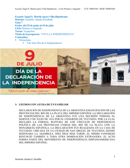Escuela Ángel S. Martín Anexo Villa Hipódromo Docente: Gordillo