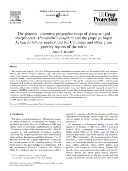 The Potential Adventive Geographic Range of Glassy-Winged