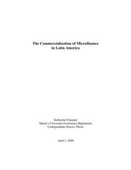 The Commercialization of Microfinance in Latin America