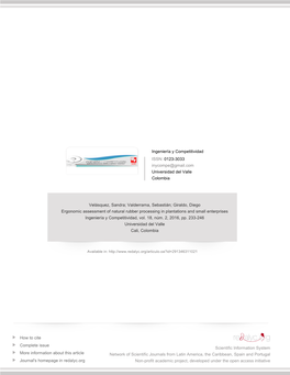 Redalyc.Ergonomic Assessment of Natural Rubber Processing In