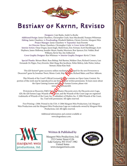 Bestiary of Krynn, Revised