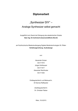 Diplomarbeit „Synthesizer DIY“ –