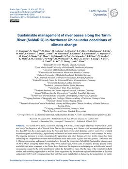 Sustainable Management of River Oases Along the Tarim River (Sumario) in Northwest China Under Conditions of Climate Change
