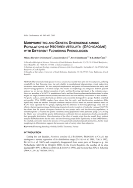 Morphometric and Genetic Divergence Among Populations of Neotinea Ustulata (Orchidaceae) with Different Flowering Phenologies