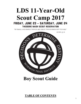 LDS 11-Year-Old Scout Camp 2017