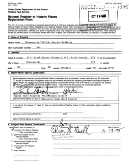 National Register of Historic Places Continuation Sheet Minneapolis Y.M.C.A