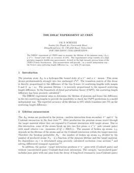 THE DIRAC EXPERIMENT at CERN 1 Introduction the Pionium Atom