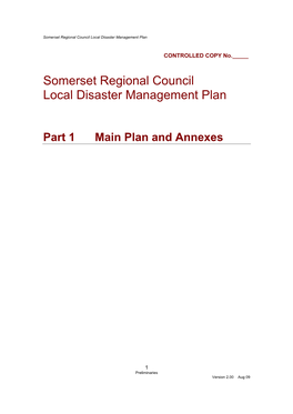 Somerset Regional Council Local Disaster Management Plan