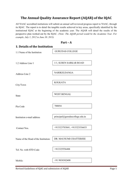 The Annual Quality Assurance Report (AQAR) of the IQAC