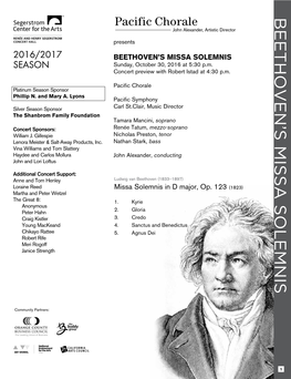 Beethoven's Missa Solemnis