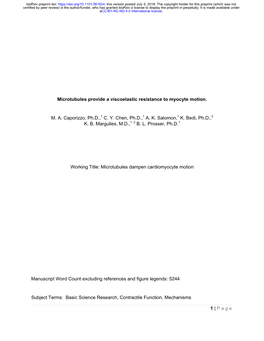 Microtubules Provide a Viscoelastic Resistance to Myocyte Motion