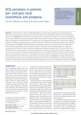 ECG Variations in Patients Pre- and Post-Local Anaesthesia and Analgesia