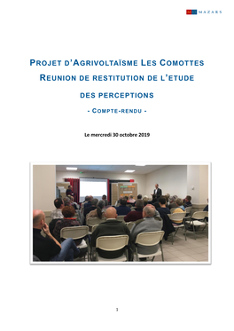 Projet D'agrivoltaïsme Les Comottes Reunion De Restitution De L'etude