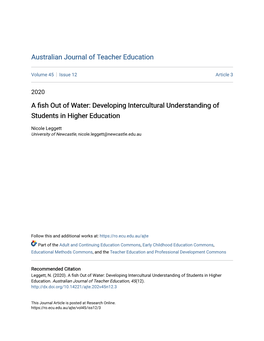 A Fish out of Water: Developing Intercultural Understanding of Students in Higher Education