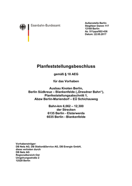 Planfeststellungsbeschluss Des Eisenbahn-Bundesamtes Vom 19.02.2010 (Az