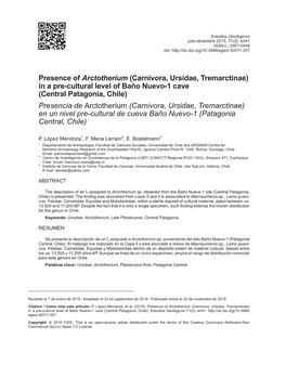 Presence of Arctotherium (Carnivora, Ursidae, Tremarctinae) in a Pre