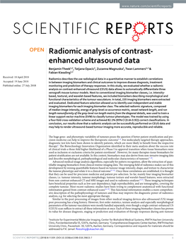 Radiomic Analysis of Contrast-Enhanced Ultrasound Data