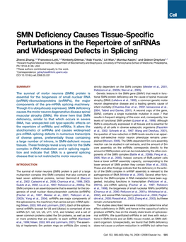 SMN Deficiency Causes Tissue-Specific Perturbations in The