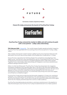 Future Plc Today Announces the Launch of Fourfourtwo Turkey