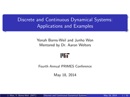 Discrete and Continuous Dynamical Systems: Applications and Examples