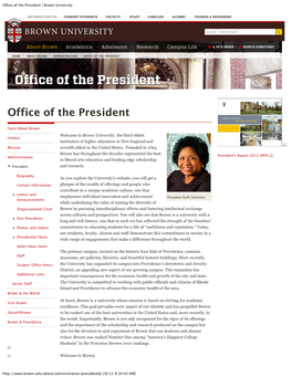Office of the President | Brown University