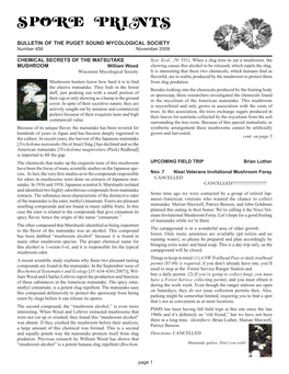 Bulletin of the Puget Sound Mycological Society Chemical Secrets of the Matsutake Mushroom