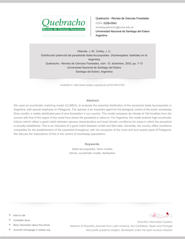 Redalyc. Distribución Potencial Del Parasitoide Ibalia Leucospoides