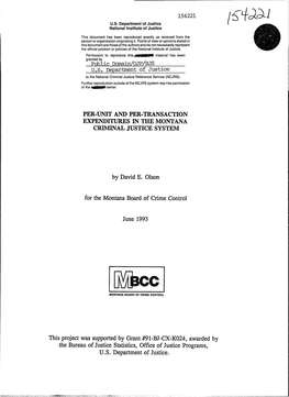 Per-Unit and Per-Transaction Expenditures in the Montana Criminal Justice System