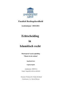 Echtscheiding in Islamitisch Recht