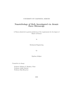 Nanotribology of Mos2 Investigated Via Atomic Force Microscopy