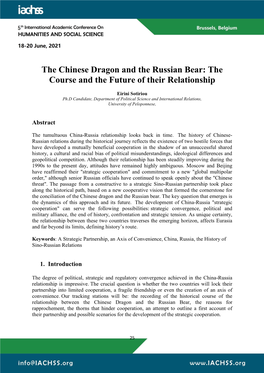 The Chinese Dragon and the Russian Bear: the Course and the Future of Their Relationship