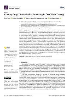 Existing Drugs Considered As Promising in COVID-19 Therapy