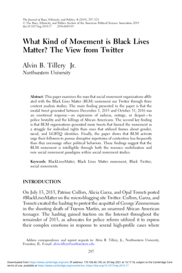 What Kind of Movement Is Black Lives Matter? the View from Twitter