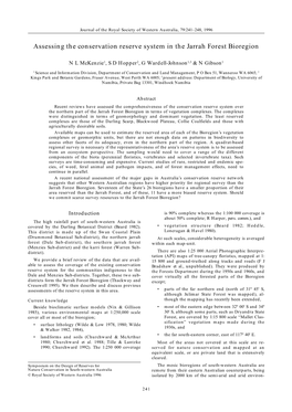 Assessing the Conservation Reserve System in the Jarrah Forest Bioregion