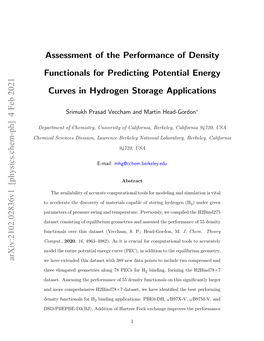 Assessment of the Performance of Density Functionals for Predicting Potential Energy Curves in Hydrogen Storage Applications