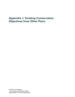 Appendix J. Existing Conservation Objectives from Other Plans