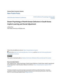 Dream Psychology of North Korean Defectors in South Korea: Implicit Learning and Social Adjustment