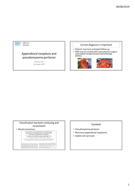 Appendiceal Neoplasia and Pseudomyxoma Peritonei