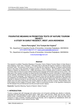 Figurative Meaning in Promotion Texts of Nature Tourism Object: a Study in Garut Regency, West Java-Indonesia