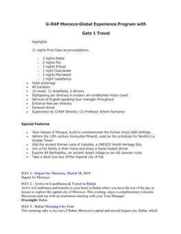 G-RAP Morocco Global Experience Program with Gate 1 Travel