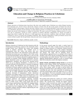Education and Change in Religious Practices in Uzbekistan