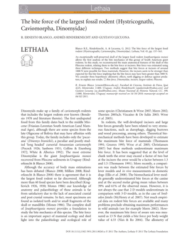 The Bite Force of the Largest Fossil Rodent (Hystricognathi, Caviomorpha, Dinomyidae)