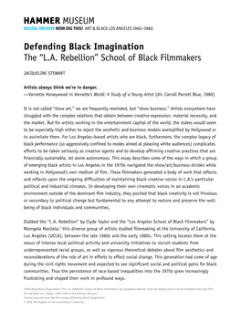 Defending Black Imagination the “LA Rebellion”