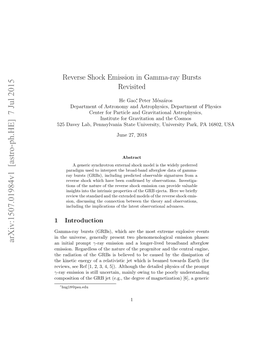 Reverse Shock Emission in Gamma-Ray Bursts Revisited